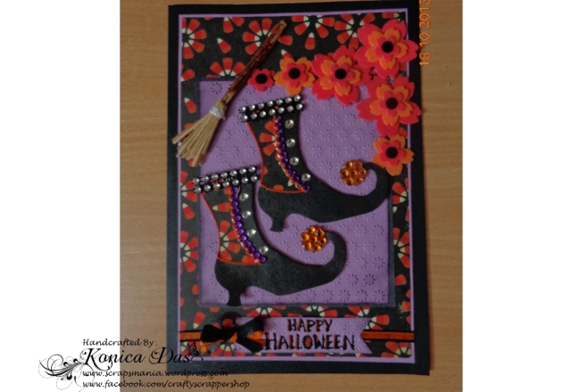 a blingy witch halloween card